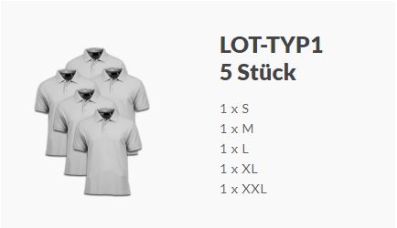 Lot type 1: example of a size distribution within a packing unit