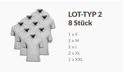 Lot type 2: example of a size distribution within a packing unit