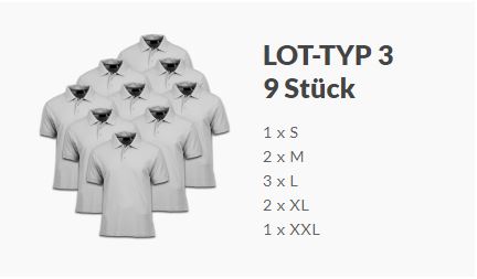Lot type 3: example of a size distribution within a packing unit